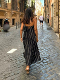 Plataz Summer 2024 Beach-Winded Holiday Sexy Striped Sling Dress