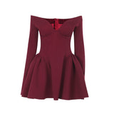 Plataz Autumn 2025 New Small Fragrant Temperament Elegant Body-Clove Chest Waist A Long Sleeve Dress DJPT