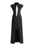 Plataz Street Style Shirt Dress 2025 Spring New Collar Heavy Industry Tie With Body-In-Body Temperament Dress Dress Woman