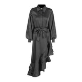 Plataz Temperament Fashion Court Style 2025 New Collar Single-D Row Buckle Bubble Sleeve Irregularly Spliced With Dress Woman