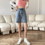 Plataz Five-Legged Trousers Wide-Legged Denim Shorts Women's Summer In Thin High-Waisted Loose 5 Percent Straight Trousers DJPT