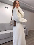 Plataz 2024 Knitted Cover Korean Version Of Fashion Temperament Round Long Loose Dress