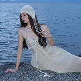 Plataz Summer Vacation Beachside Hanging Neck Beach Dress To Collect Sling Fishtail Dress Female Dress