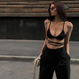 Plataz Women's Clothing 2025 Spring And Summer New Net Color Hanging Neck Strap Bare Back Short Hottie Vest DJPT