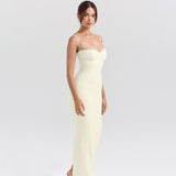 Plataz Autumn 2025 New Small Fragrant Temperament Texture Characteristic Fabric Showing Chest Open Fork Dress Woman DJPT