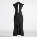 Plataz Street Style Shirt Dress 2025 Spring New Collar Heavy Industry Tie With Body-In-Body Temperament Dress Dress Woman