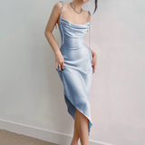 Plataz Summer 2025 New Dress Irregular Casual Suspension Ding Dress Woman DJPT