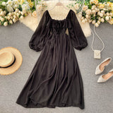 Plataz Tender Wind Dress Autumn 2025 New Female Vintage Fangzi Bubble Bubble Sleeve Chiffon Dress DJPT