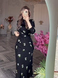 Plataz 2024 Women's Loose Breathable Leisure Round-Neck Flower Print Skirt Suit