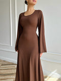 Plataz French Elegant U-Neck Solid-Colored Belted In Autumn 2024