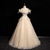 Plataz Temperament Champagne-Colored Shoulder-To-Night Dress Vocal Art Au Exams Canon Skirts Adult Dress Annual Conference Host