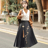 Plataz Maple Chinese Costume Chinese Style Improvement Han Element Vest Shirt Half Skirt Set 8959