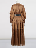 Plataz Literary And Art Retro Style Dress 2025 New Temperament Bubble Sleeve Tie To Repair The Summer Long Dress Woman