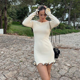 Plataz Autumn 2025 New Temperament Claming Wave Roll A Long Sleeve Weaving Dress Woman DJPT