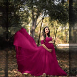 Plataz Women's Silk Cotton With Chiffon Pregnant Women Floating Tail Fluttering Sleeves Of The Dress Photo Dress 1209 Maternity