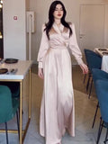 Plataz Temperament V-Neck 2024 Spring New Age Reduction Long-Sleeved Dress With Long-Sleeved