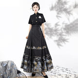 Plataz Design Mingyun Matsujie Chinese Style Improvement Han Elements Han Suit Female Shirt Horse Face Skirt Set 8749