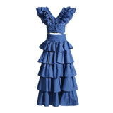 Plataz Vintage Elegant Set Spring 2025 New Laminated Laminated Stacked Stacked Laminated Leafed Dress Woman