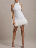 Plataz Women's New Sexy Sleeveless Body Shiny Plush Dress Dress Dress Glie 8105 HZ0628