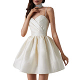 Plataz New Women's Dress Folded Slings With Dress Sexy Temperament Diamond Skirt