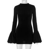 Plataz Women's Autumn Long Bubble Sleeves Elegant Wind Bag Hip Skirt DJPT