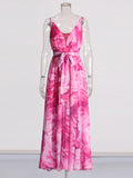 Plataz Elegant Style Dress 2025 New High-End Hanging Neck Ribbon V-Neck Print Inside The Dress