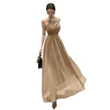 Plataz Temperament Famous Heavy Industry Birthday Annual Dress Dress Senior Purple Shoulderless Sleeveless Hanging Neck Dress Woman