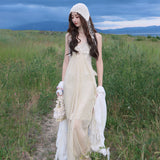 Plataz Summer Vacation Beachside Hanging Neck Beach Dress To Collect Sling Fishtail Dress Female Dress