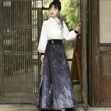 Plataz Design And Painting Chinese Style Improvement Han Elements Female Shirt Horse Face Dress Set 6935