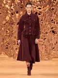Plataz Wind Collar Tie With Waist Jacket Jacket + Wine Red Temperament A-Word Skirt Dress Suit Tide