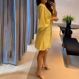 Plataz Summer New Women's Fashion V-Neck Simple Irregular Dress