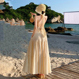 Plataz Seaside Holiday Dress Set To Take Pictures And Wear Age-Reduction Knitted Slings + A-Word Cake Skirt