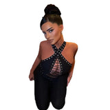 Plataz Autumn 2025 New Women's Clothing Temperament Repair Chicken Eye Strapped Sexy Jumpsuit DJPT