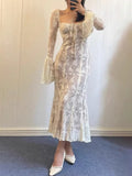 Plataz French Lace Dress Sexy Horn Sleeve Dress Babes Design Fish Bone A Skirt Dress HZ0628