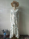 Plataz 2025 Gentle Wind Small Fresh Flowers And Leaves Side Long Dress Woman