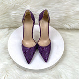 Plataz Purple Embossed High Heels 12CM Pointed Thin-Heeled Women's Shoes Sandals High Quality Shoes