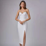 Plataz 2025 Sexy Diamond-Studded Temperament Sling With Forked And Banded Dress Banquet Dress