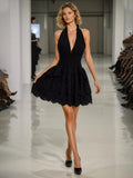 Plataz Women's Fashion Dress 2025 Spring New Women's Dress V Hanging Neck Sexy Embroidery Short Dresses