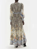 Plataz Autumn Niche Brand Middle East Dubai Famous Sexy V-Neck Personality Leopard Print Flowing Dress