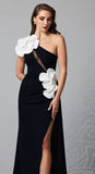 Plataz New Slant Shoulder Three-Dimensional Flower Evening Dress Sexy Elegant Party Party Tender Women's Dress