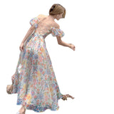 Plataz Lusty French Sexy Back One-Word Shoulder Bubble Sleeves Sleeves Hanging Dress Women's Summer Seaside Holiday Dress