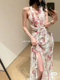 Plataz Oil/8 Colors 2025 Elegant Hanging Neck-Luck Holiday Flowers Unique Special Beach Dress