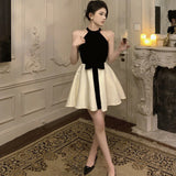 Plataz Niche Hepburn Style Temperament Sexy Sleeveless Shoulder Hanging Neck Dress Female Summer High-Sensing Dress Small Black Dress