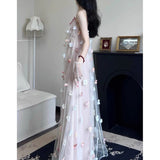 Plataz Beauty Three-Dimensional Flower Mesh Dress 2025 New Teen Temperament Sling Dress