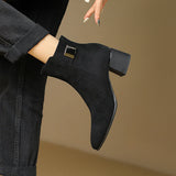 Plataz French Coarse And Small Short Boots Women's Autumn New Pointed Velvet Knight Boots Single Boots With Large Size Women's Boots High Quality Shoes