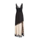 Plataz Famous Style Retro Dress 2025 Summer New Sling Lace Splicing Hollow Design Dress Dress Dress