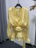Plataz Dress 2025 Spring And Summer New Loose Long-Sleeved Sexy T-Shirt With Ribbon Dress Woman