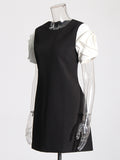Plataz Famous Style Dress 2025 Summer New Round Collar Three-Dimensional Flowers Solid Dress Woman