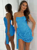 Plataz Women's New Lace Ribbon With Braided Tight-Graced Left A Short Dress DJPT