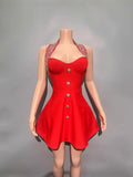 Plataz French Hanging Neck Banding Dress Beautiful High-End Feel Party Small Dress